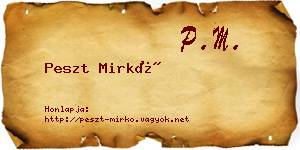 Peszt Mirkó névjegykártya